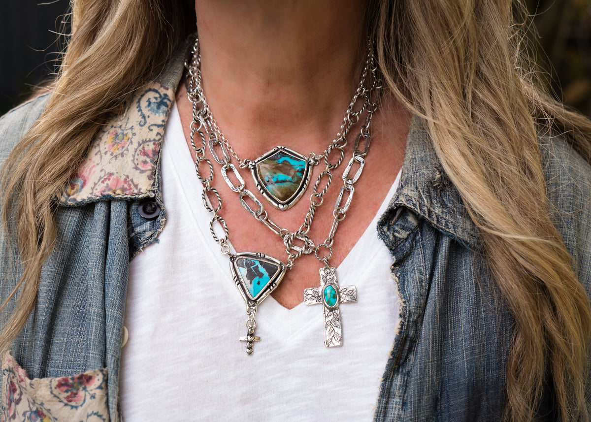 Strong Beautiful Brave Turquoise Necklace