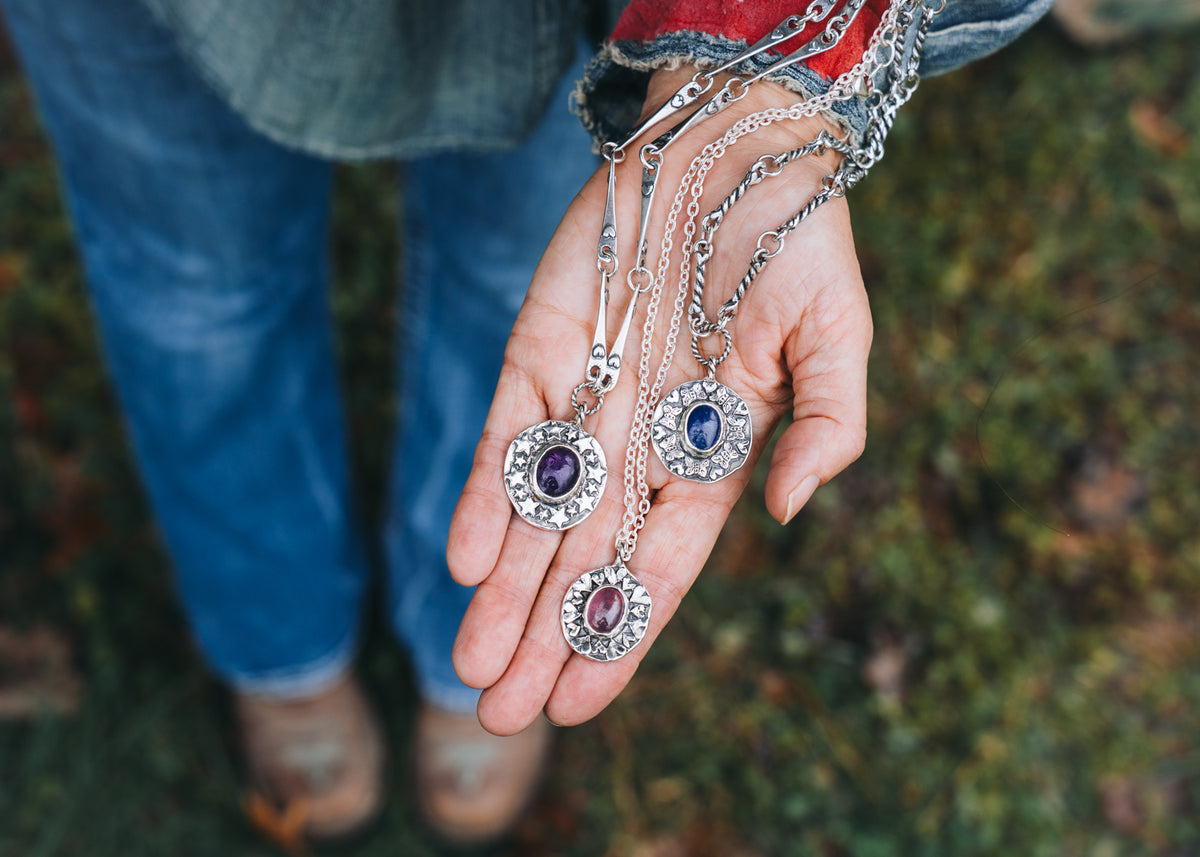 Bonded Hearts Pink Sapphire Necklace