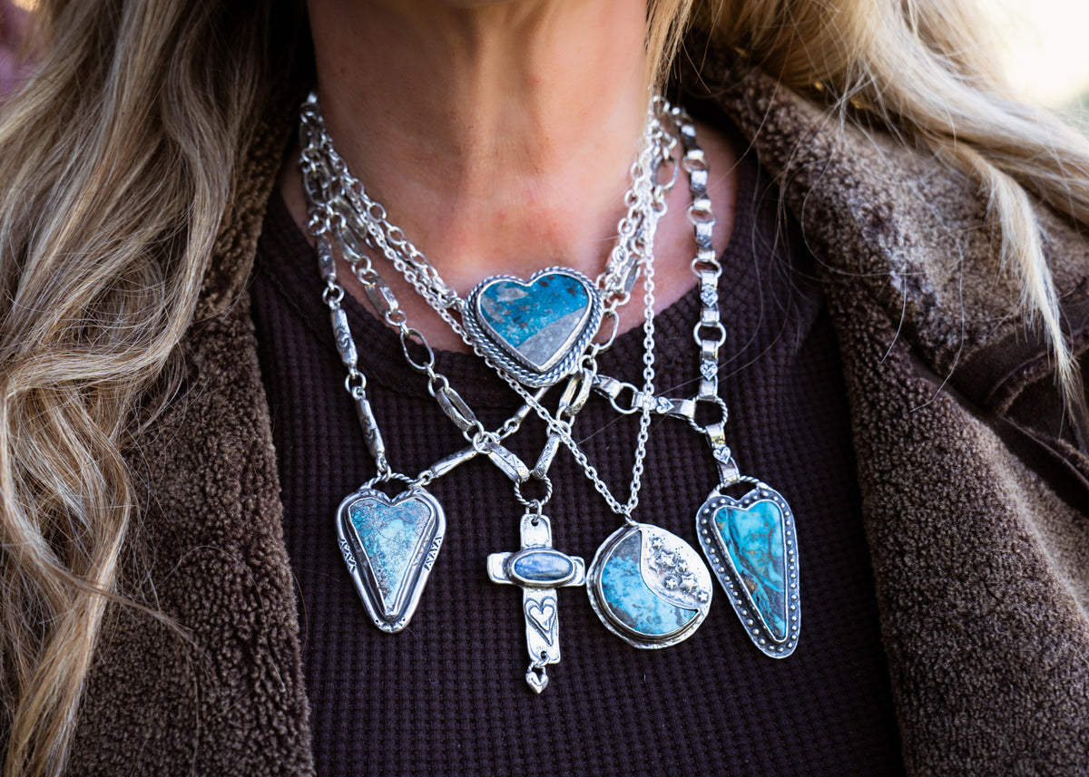 Live With a Brave Heart Ceremonial Kingman Turquoise Necklace