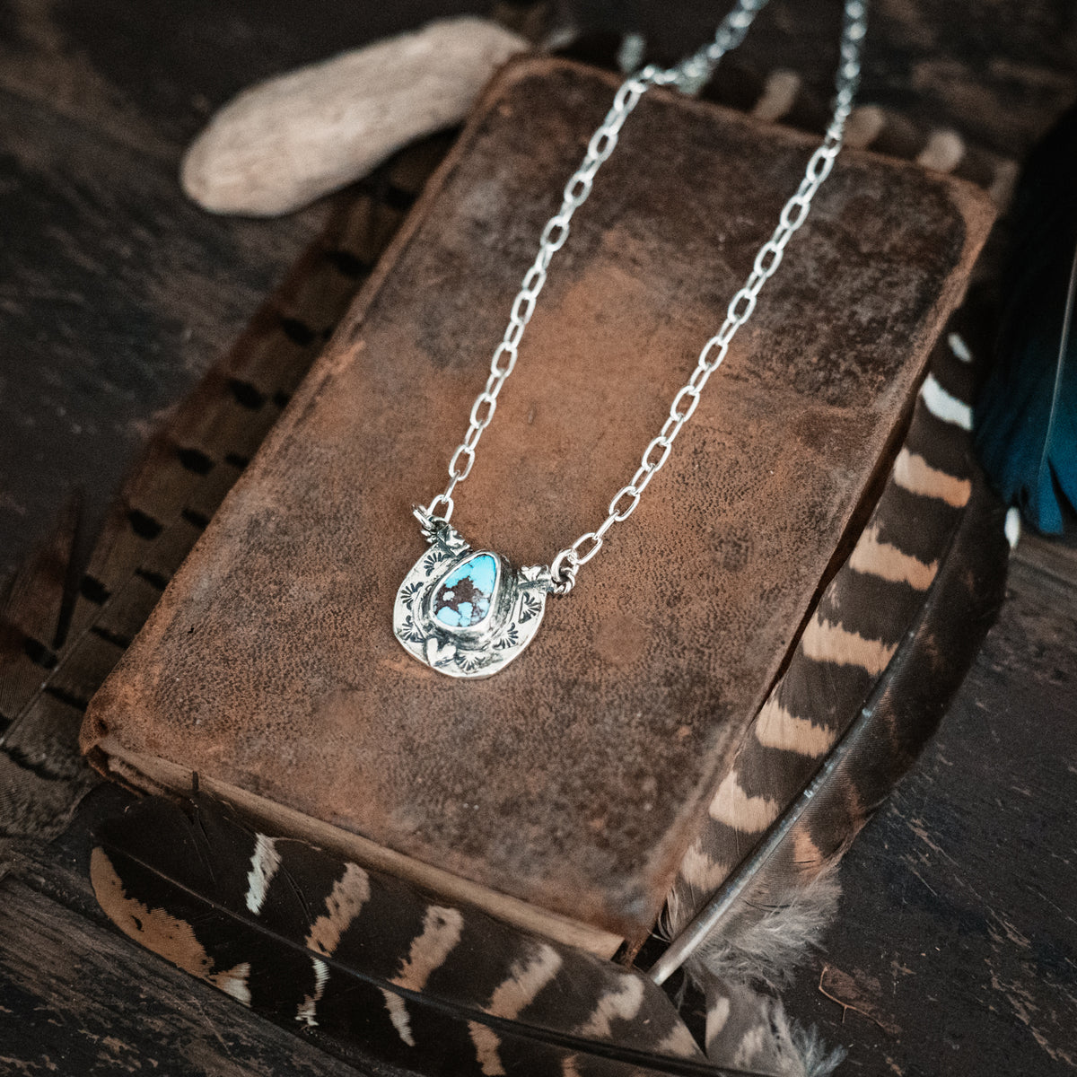 Protect this Cowgirl Lavender Turquoise Horseshoe Necklace