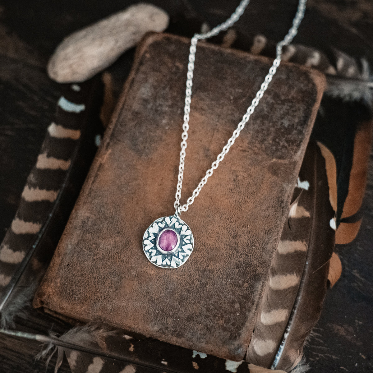 Bonded Hearts Pink Sapphire Necklace