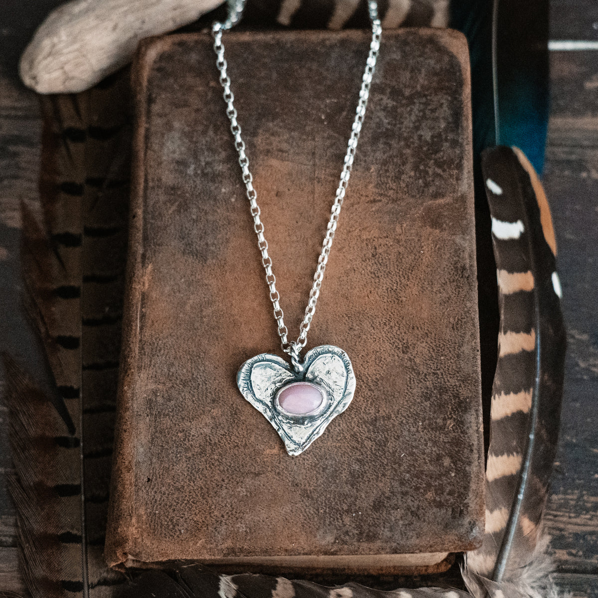 Brave Heart Pink Opal Necklace