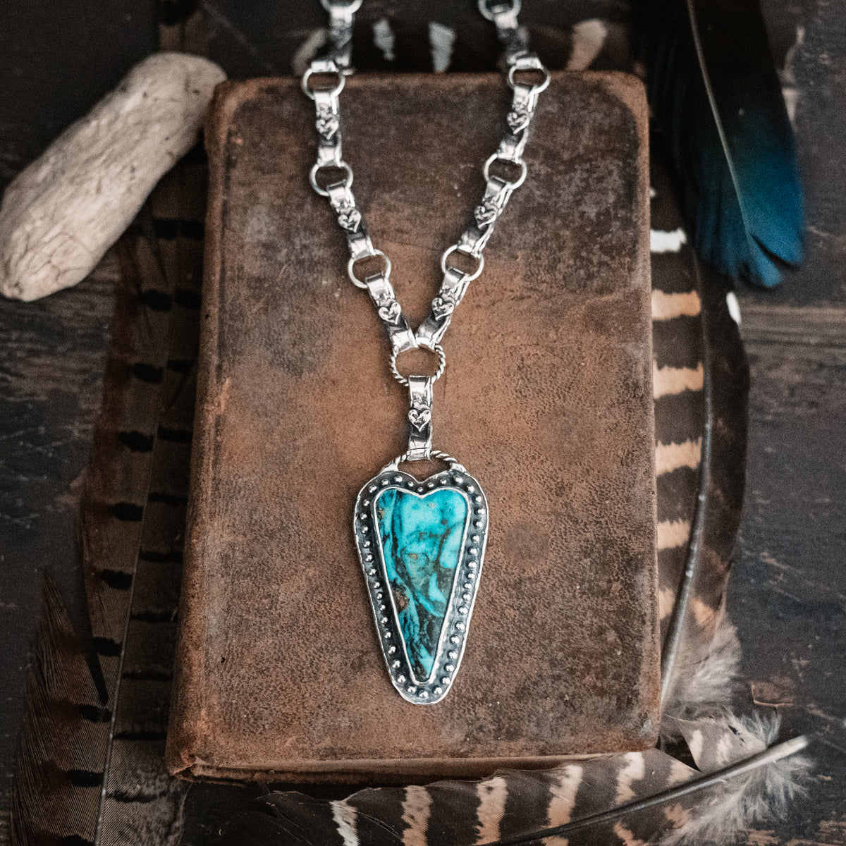 Live With a Brave Heart Ceremonial Kingman Turquoise Necklace