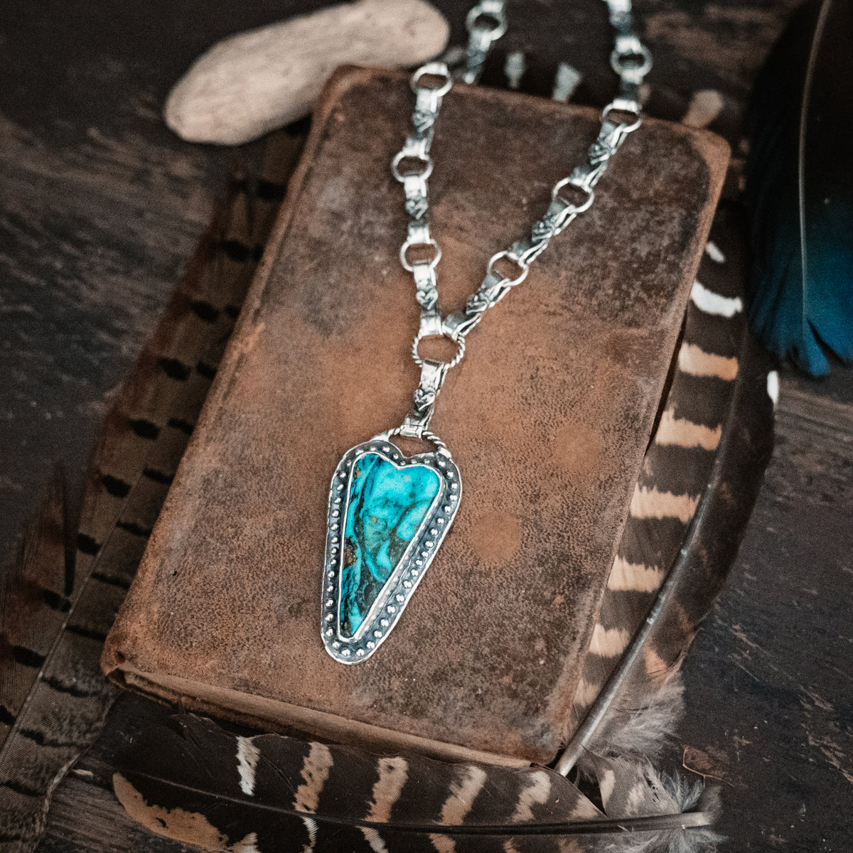 Live With a Brave Heart Ceremonial Kingman Turquoise Necklace