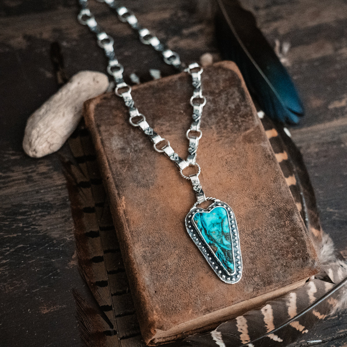 Live With a Brave Heart Ceremonial Kingman Turquoise Necklace