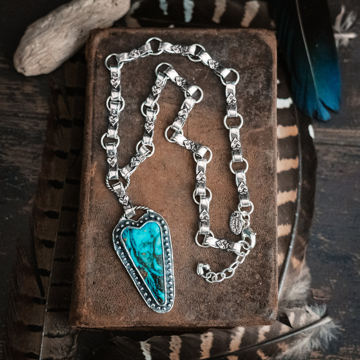 Live With a Brave Heart Ceremonial Kingman Turquoise Necklace