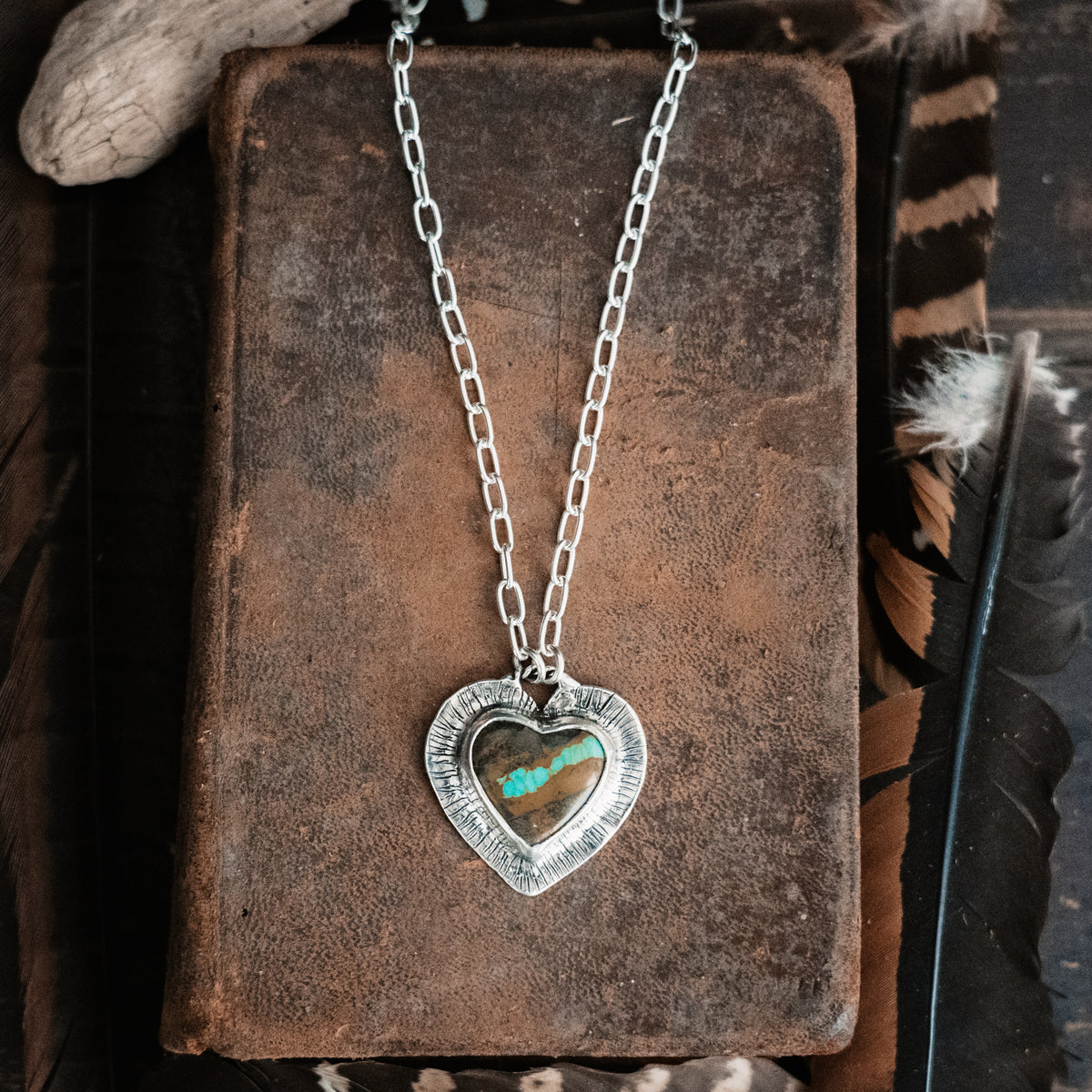 Courage My Love Ribbon Turquoise  Necklace