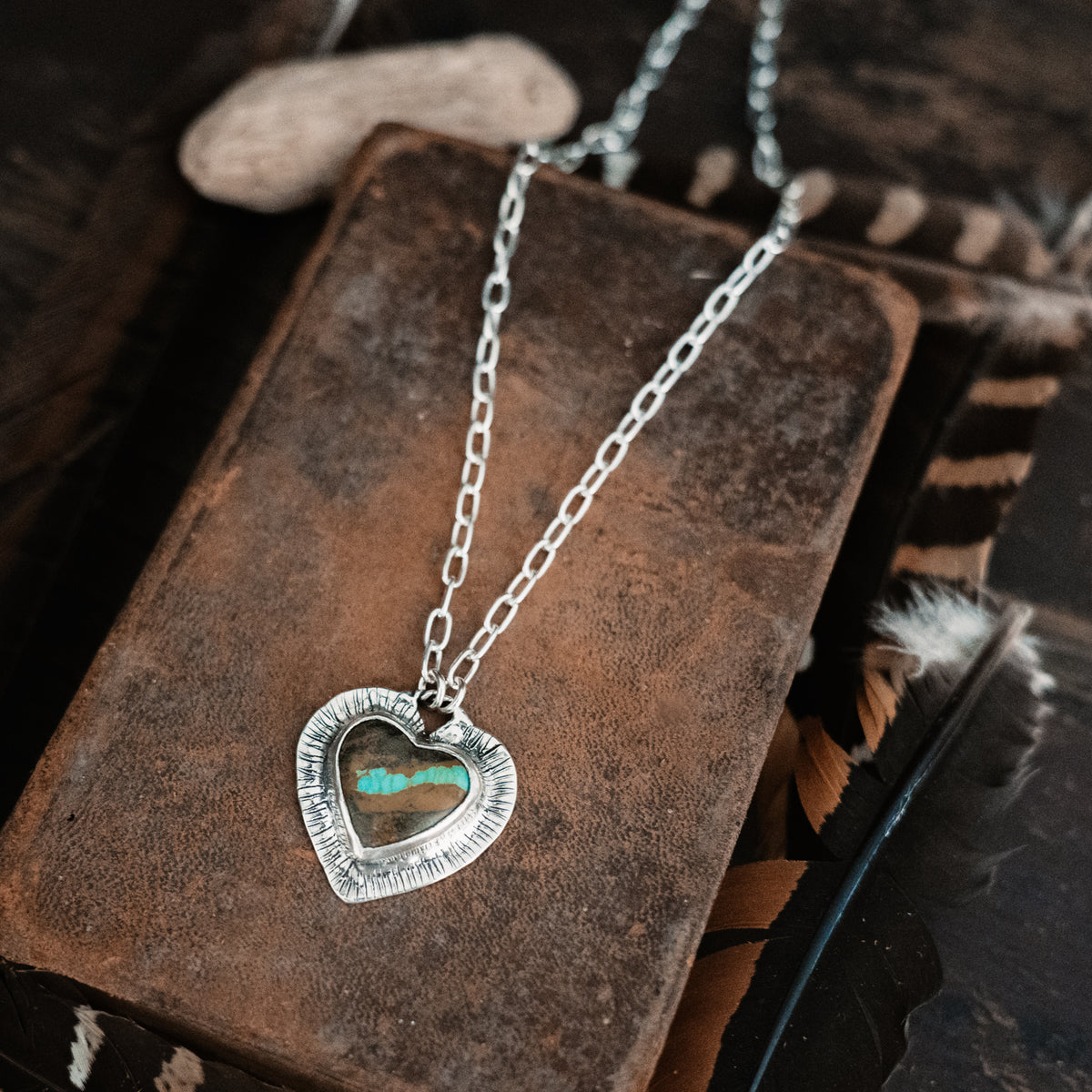 Courage My Love Ribbon Turquoise  Necklace