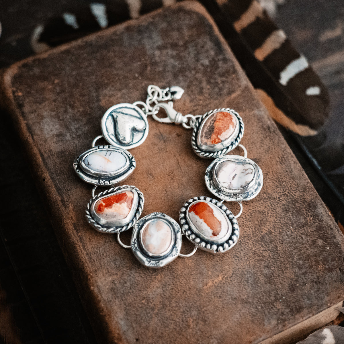 Fire and Ice Opal Stepping Stone Bracelet