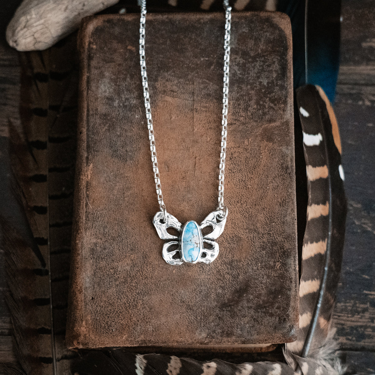 Fly High Butterfly Turquoise Necklace-