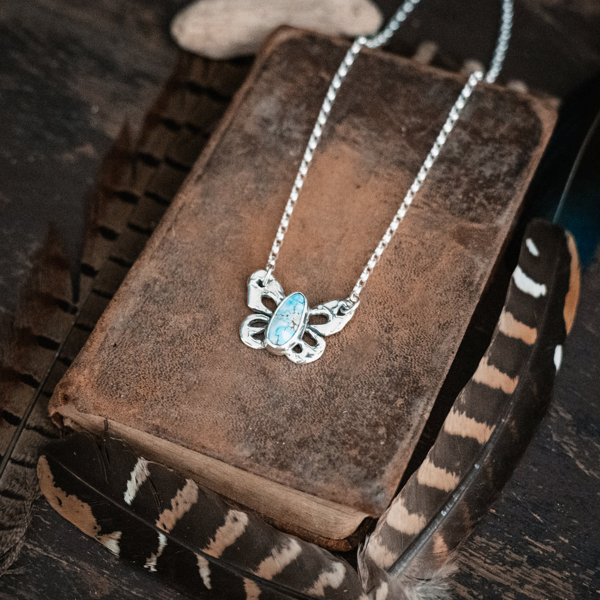 Fly High Butterfly Turquoise Necklace-