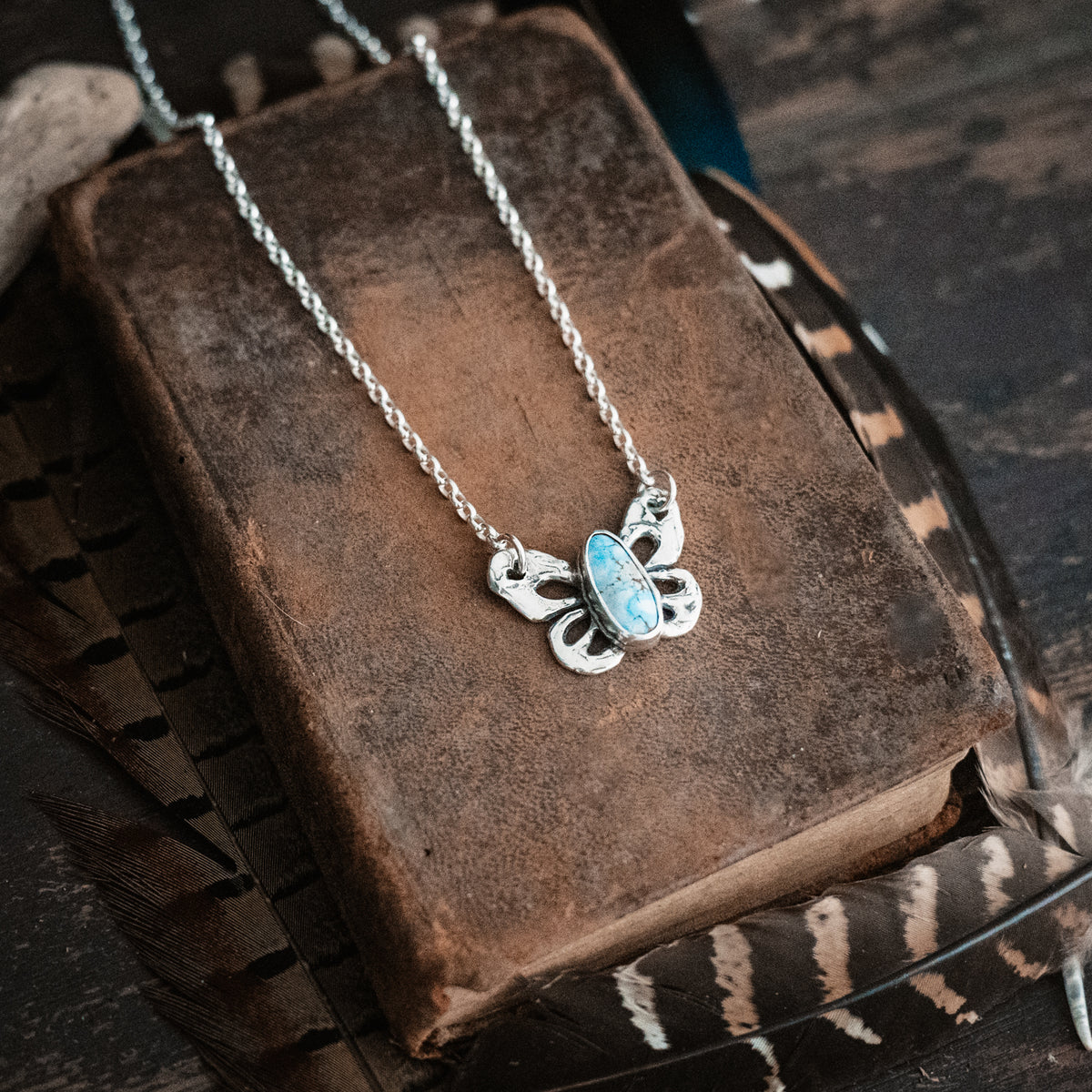 Fly High Butterfly Turquoise Necklace-