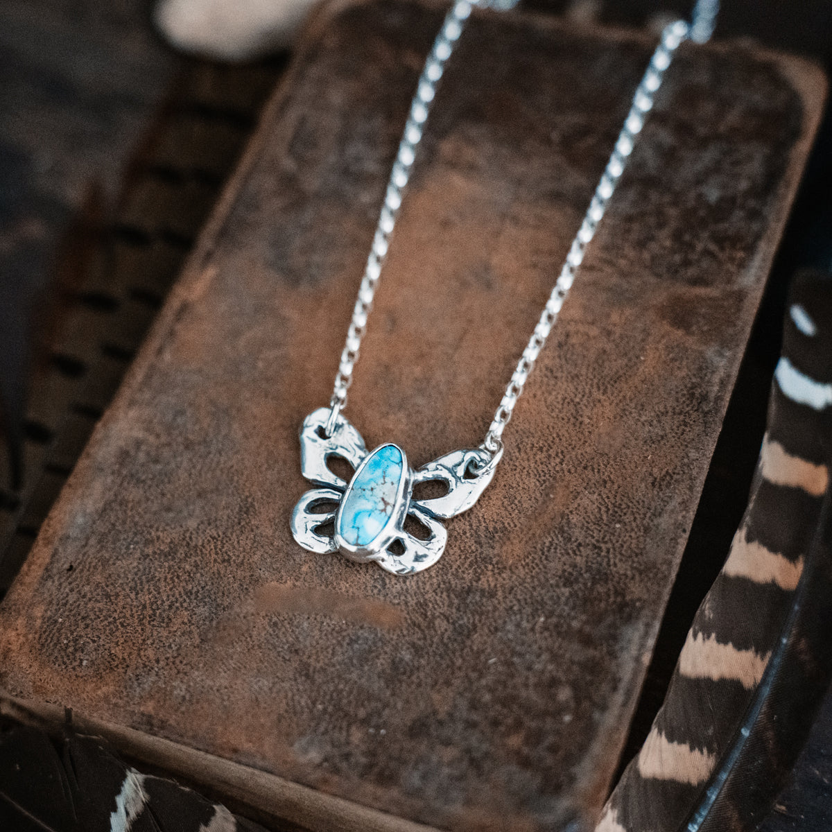 Fly High Butterfly Turquoise Necklace-