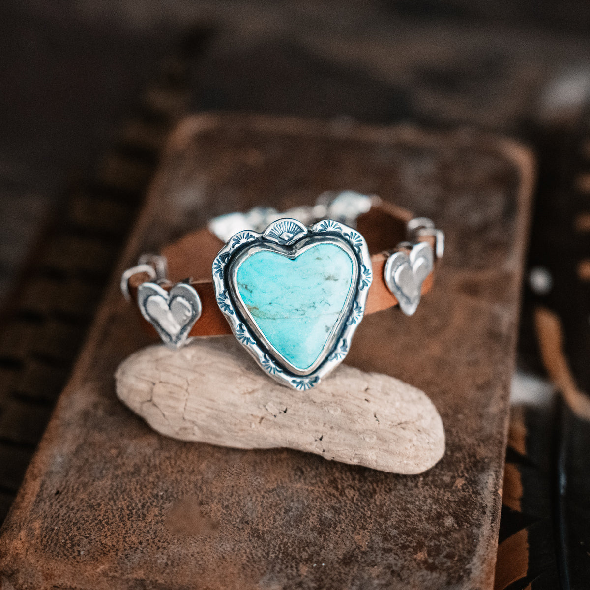 Nomad Number #8 Turquoise Heart Bracelet