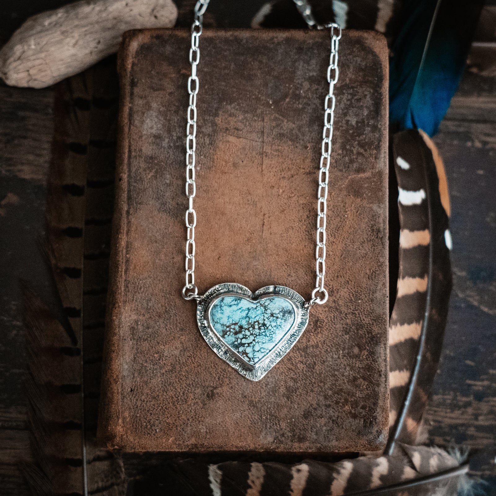 Turquoise Heart Necklace - popular Western Southwestern Cowgirl Jewelry - Heart Necklace