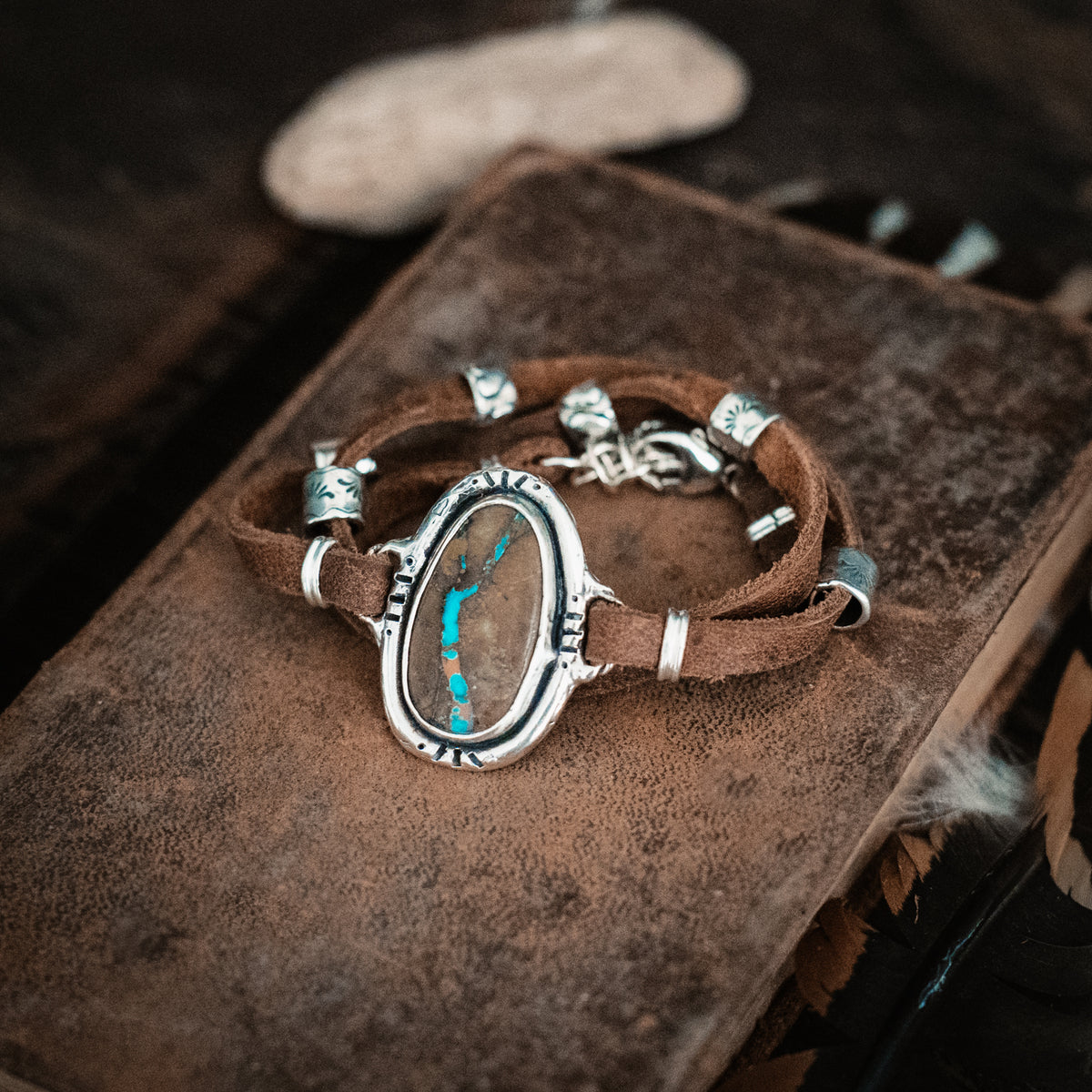 Bohemian Heart Ribbon Turquoise Wrap Bracelet