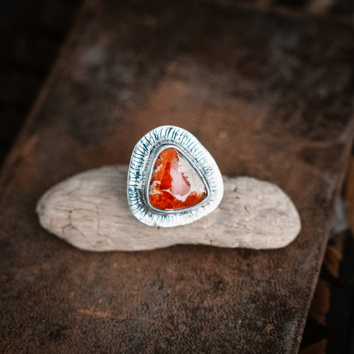 Sky Fire Opal Ring - Size 8.5