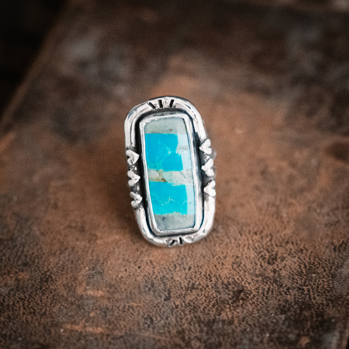 Spirit Mountain Ribbon Turquoise Ring - Size 7.5