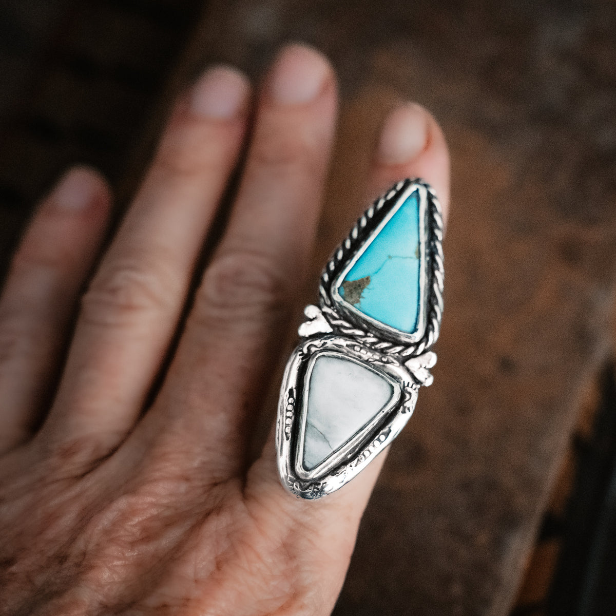 Where the rivers meet the sky Turquoise Ring - Size 8.5