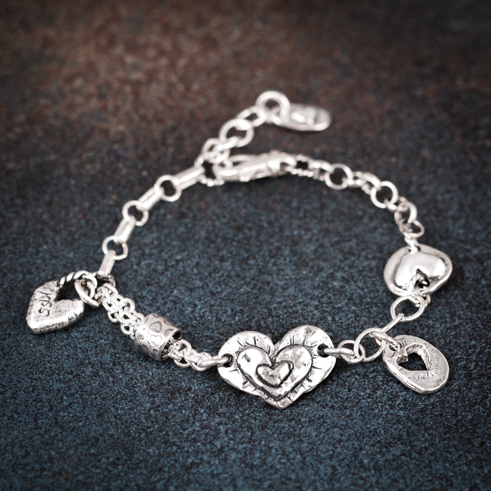 RIVIKO Love Heart Charm Bracelet For Women 925 Sterling Silver With  Zirconia Birthstone Bracelets Adjustable Link for Mother Wife Girls Sister
